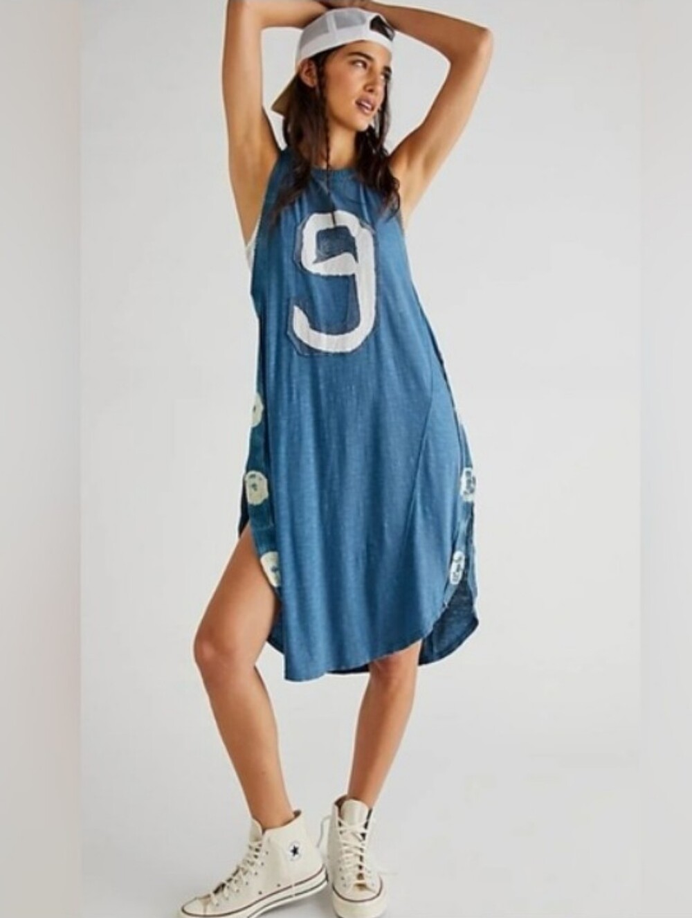 Free People Tie Dye Deep Sea Tee Shirt Dress XS